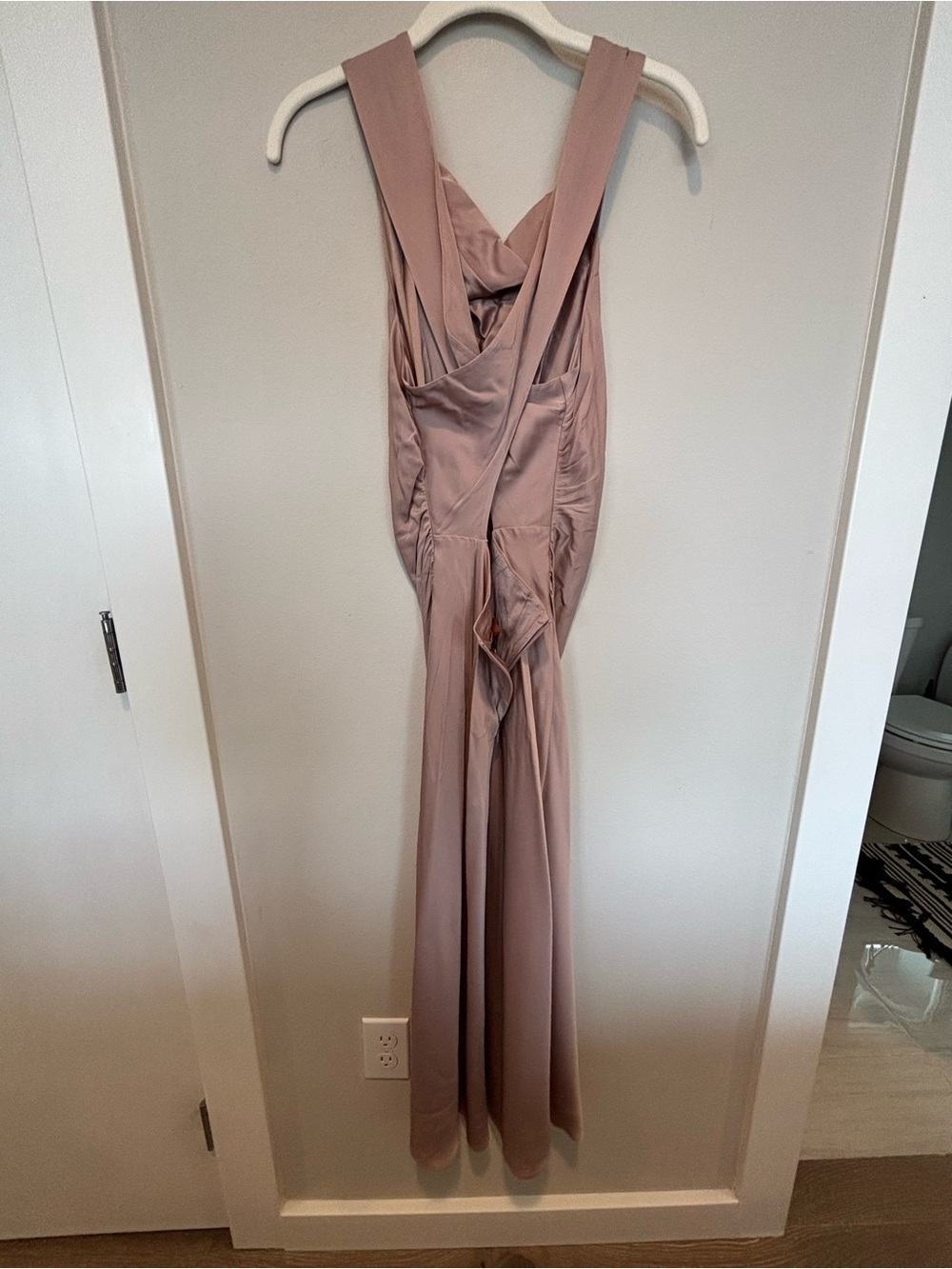 Quince Dusty Mauve Satin Cowl Neck Maxi Dress - Picture 2 of 5